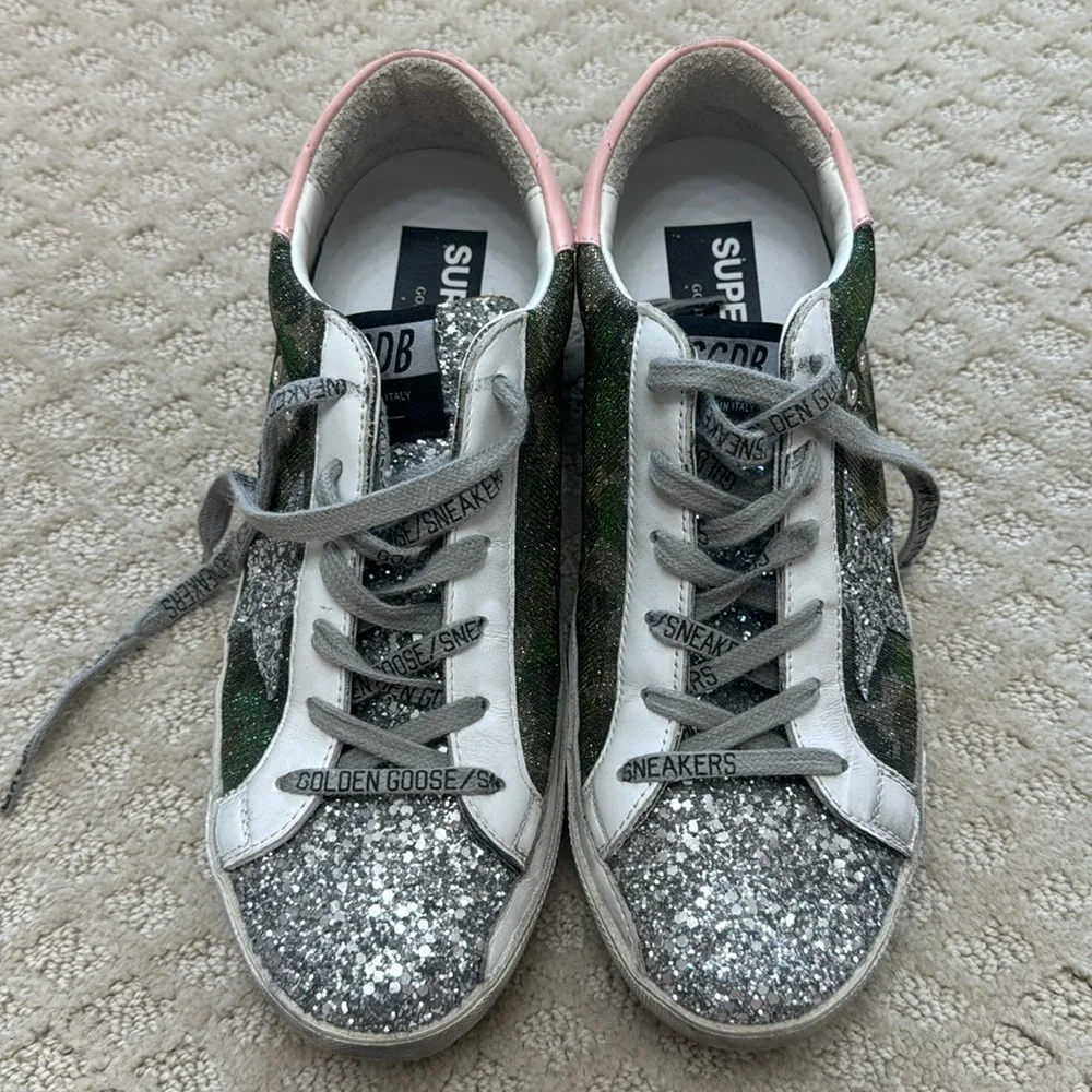 Golden Goose Camo Sparkle Sneakers - size 9 - Picture 4 of 4